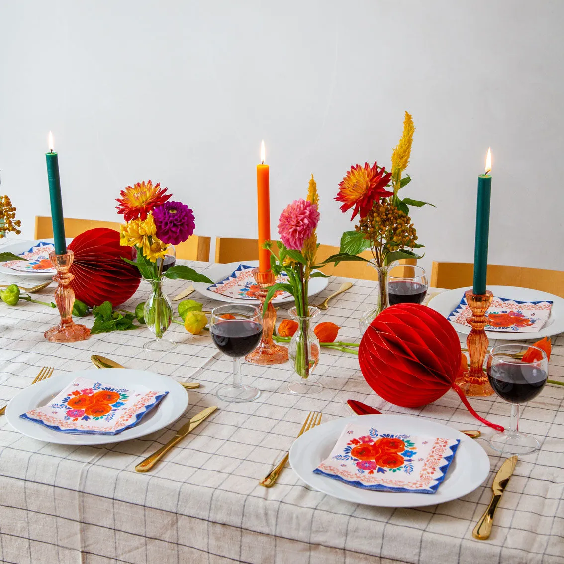 Orange Glass Candlestick Holder