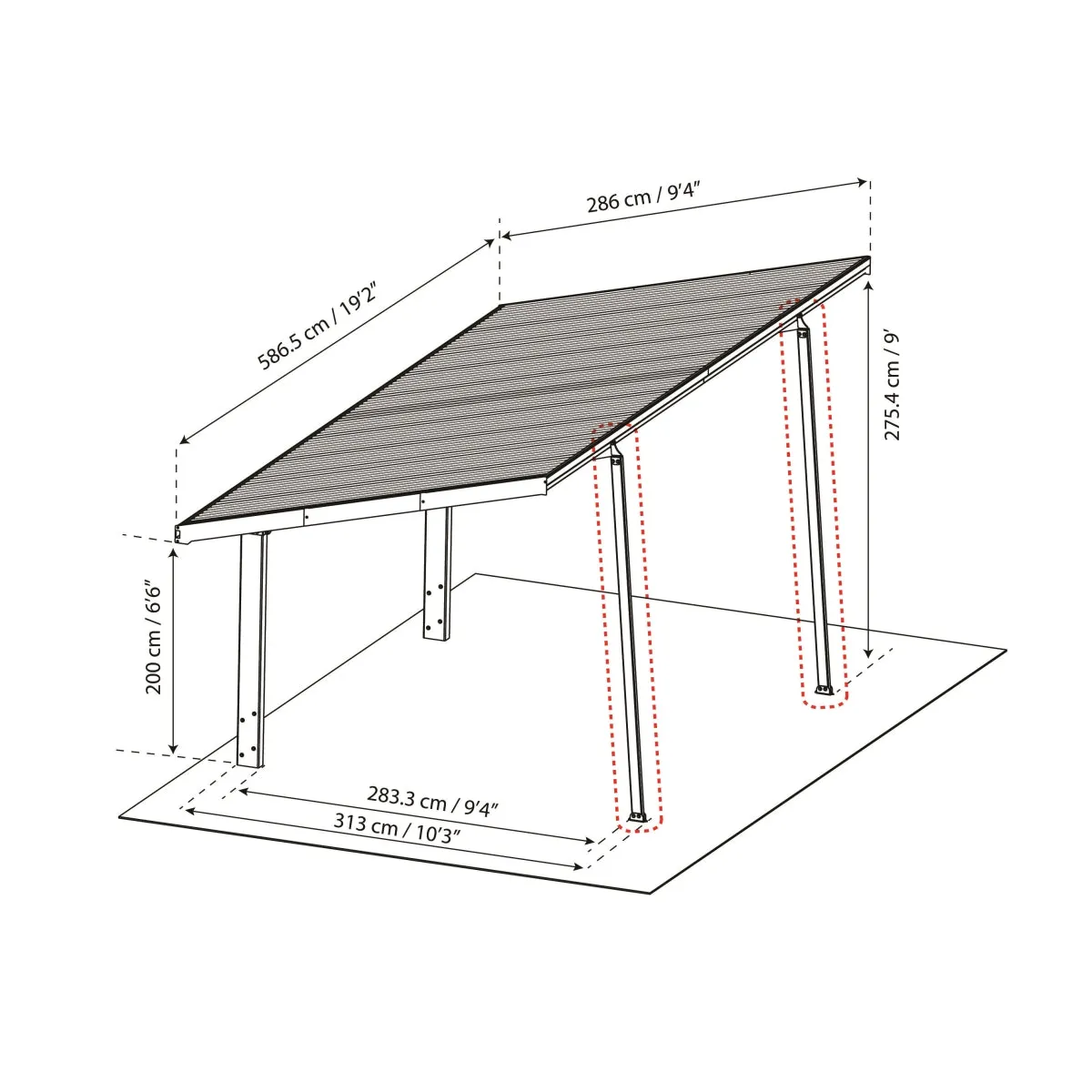 Palram - Canopia | Sydney Carport Extra Support Poles