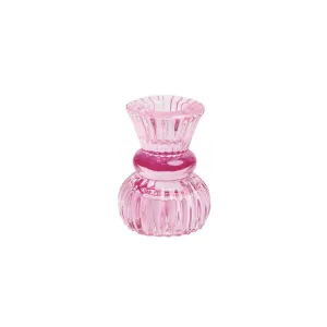 Pink Glass Candle Holder - Small