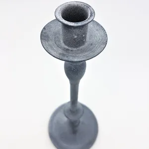 Powdered Grey Metal Candlestick