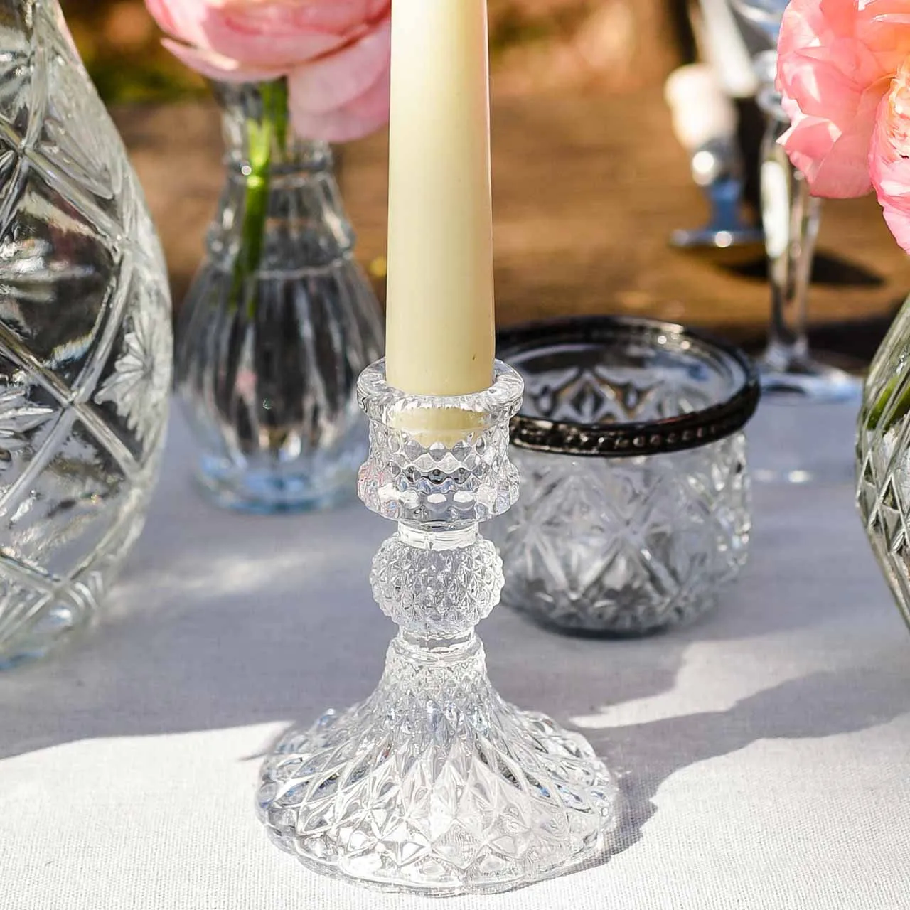 Pressed Glass Candlestick (2 sizes)