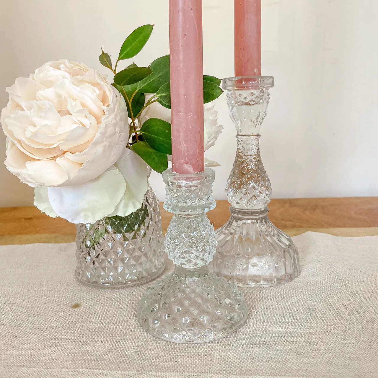 Pressed Glass Candlestick (2 sizes)