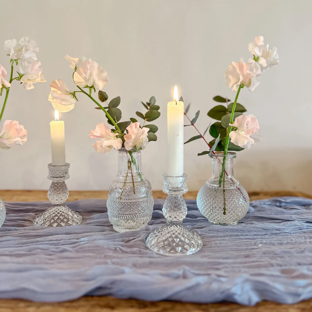 Pressed Glass Candlestick (2 sizes)