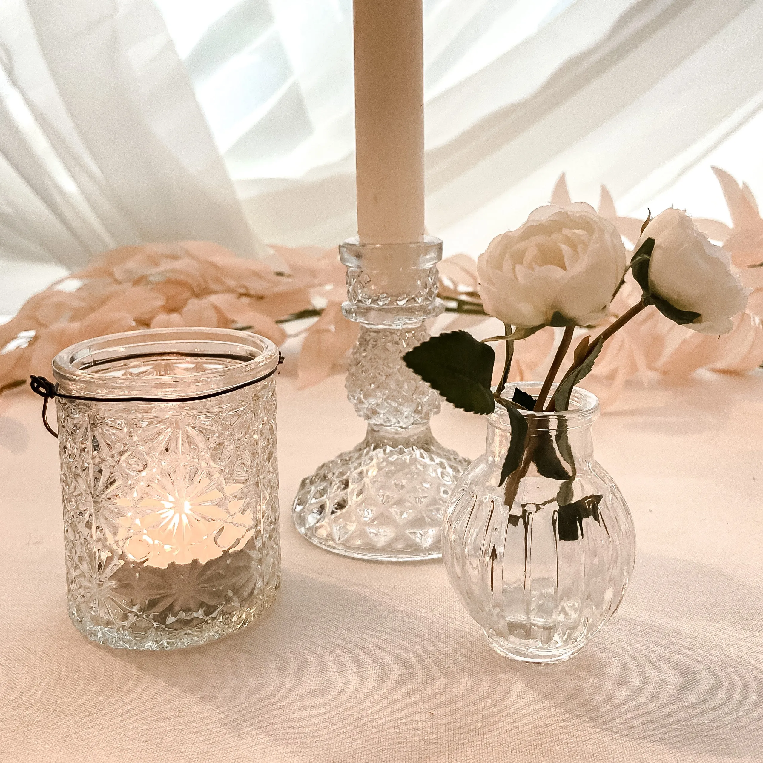 Pressed Glass Candlestick (2 sizes)