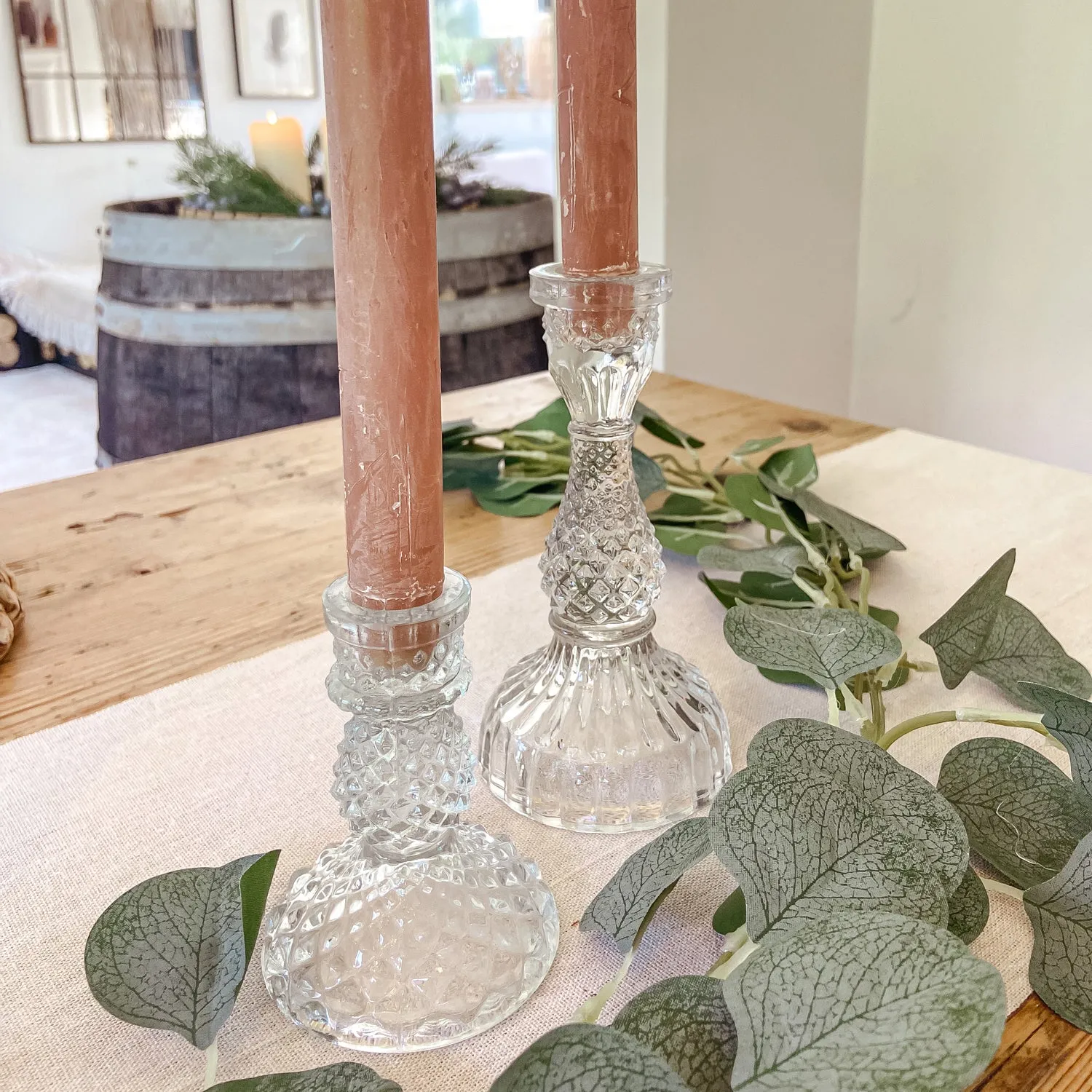 Pressed Glass Candlestick (2 sizes)