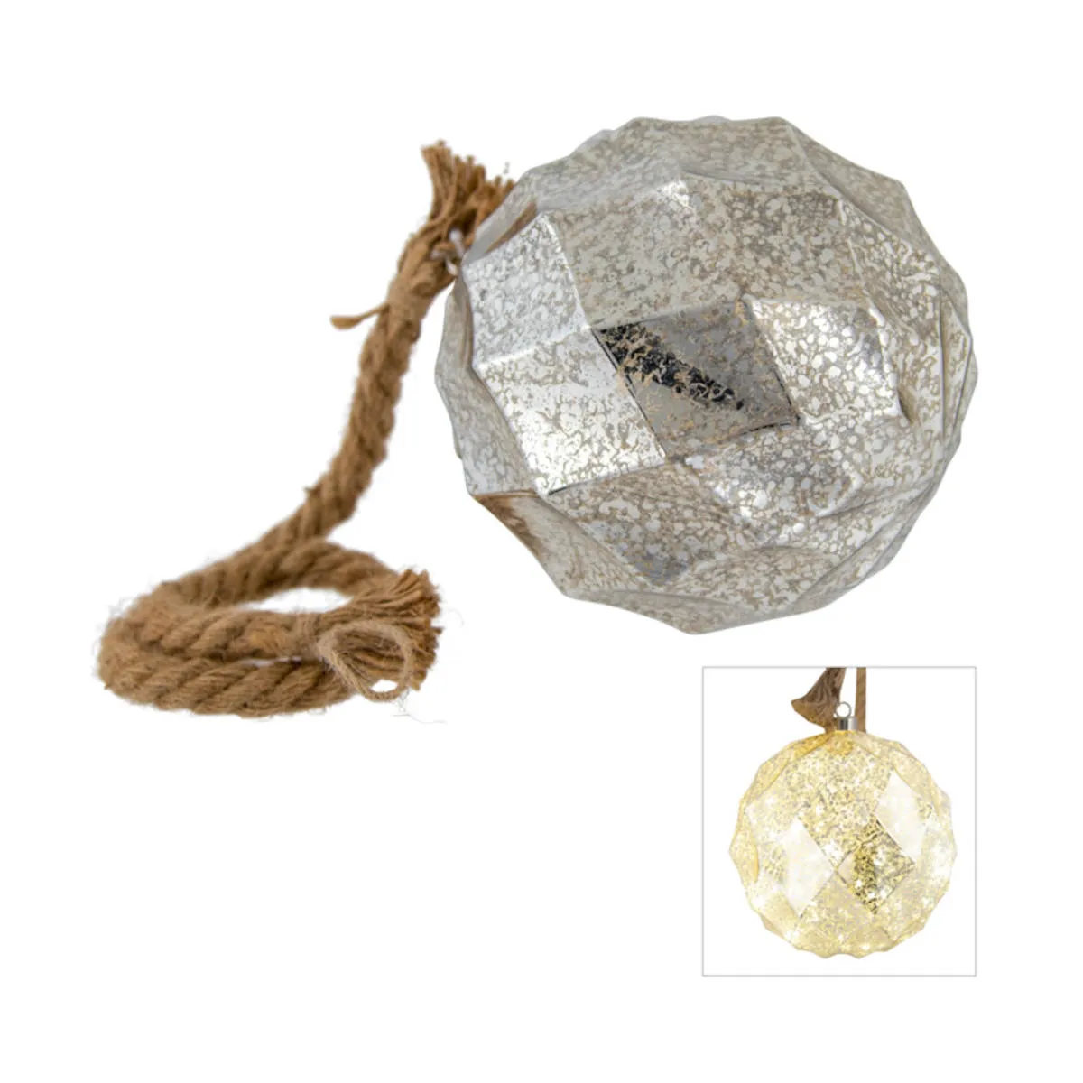 Pure Christmas LED Facet Ball on Rope Champagne