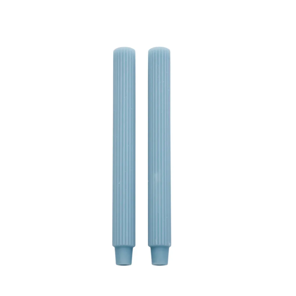 Ribbed taper candle 2.2X2.2X25 cm, F. Blue