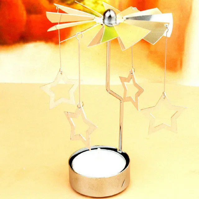 Romantic Candle Holders Revolving Door Windmill Rotation Candlestick Candleholder Candle Tea Light Holder Holiday Decor P17