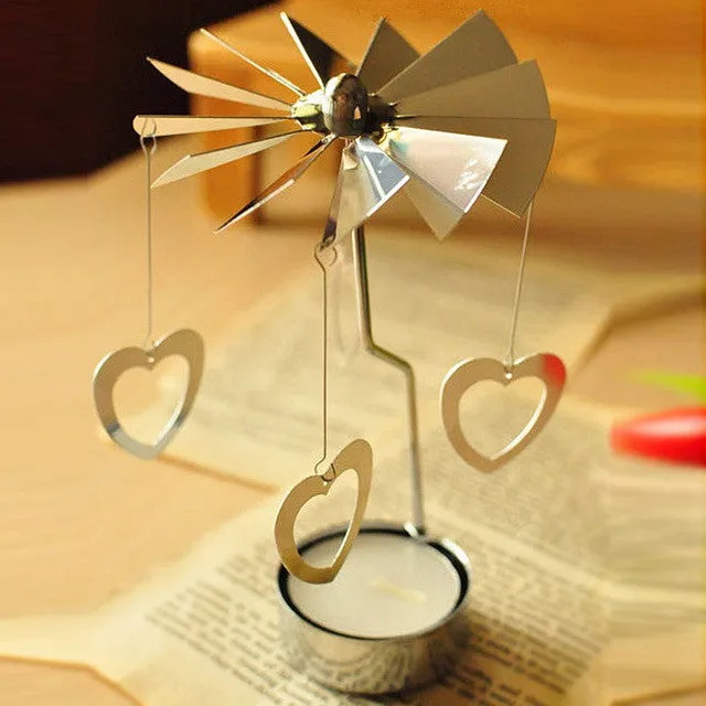 Romantic Candle Holders Revolving Door Windmill Rotation Candlestick Candleholder Candle Tea Light Holder Holiday Decor P17