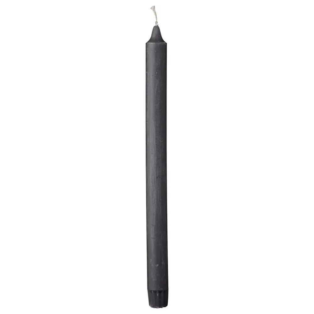 Rustic taper candle dark grey 28 cm.