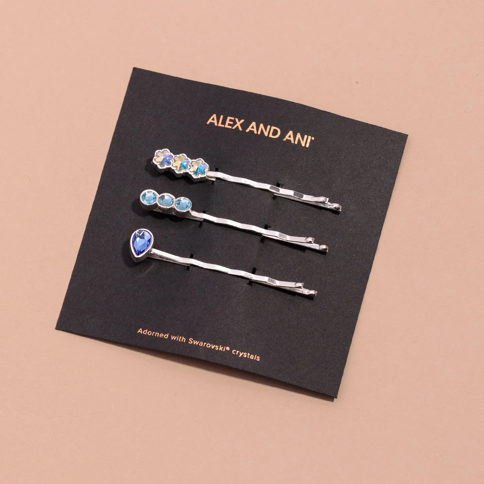 Sapphire   Snowflake Hair Pins, Set of 3