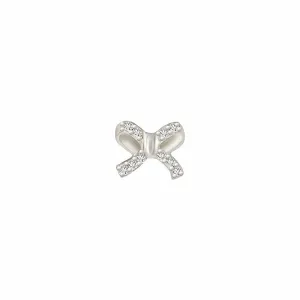 SKINNY SILVER BOW CHARM (WHITE)