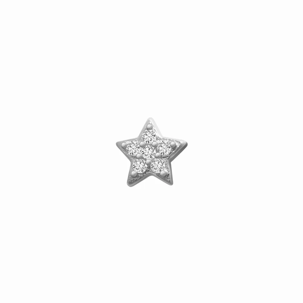 SKINNY SILVER STAR CHARM (WHITE)