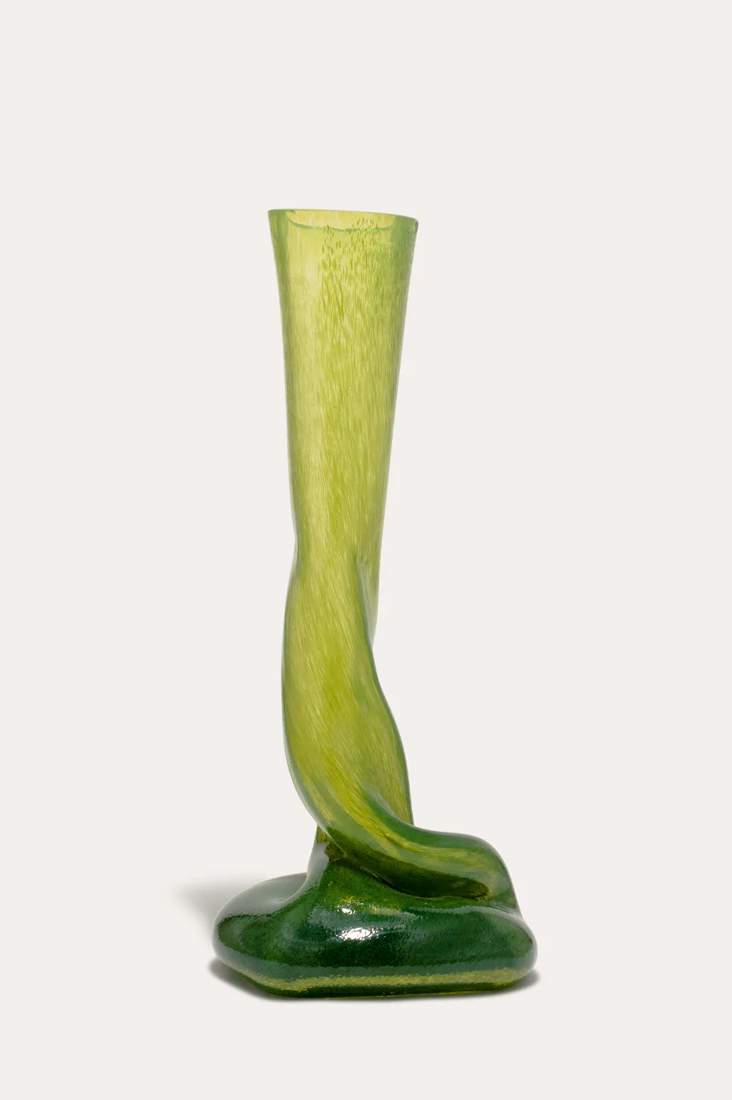 Teetering - Recycled Glass Candlestick in Leaf Green