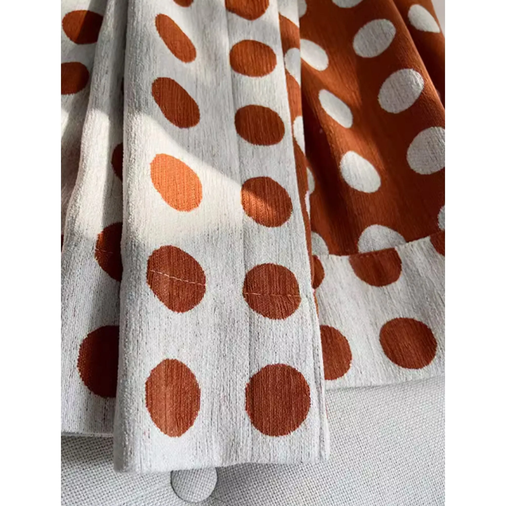 Terracotta Polka Dot Window Curtains Drapery