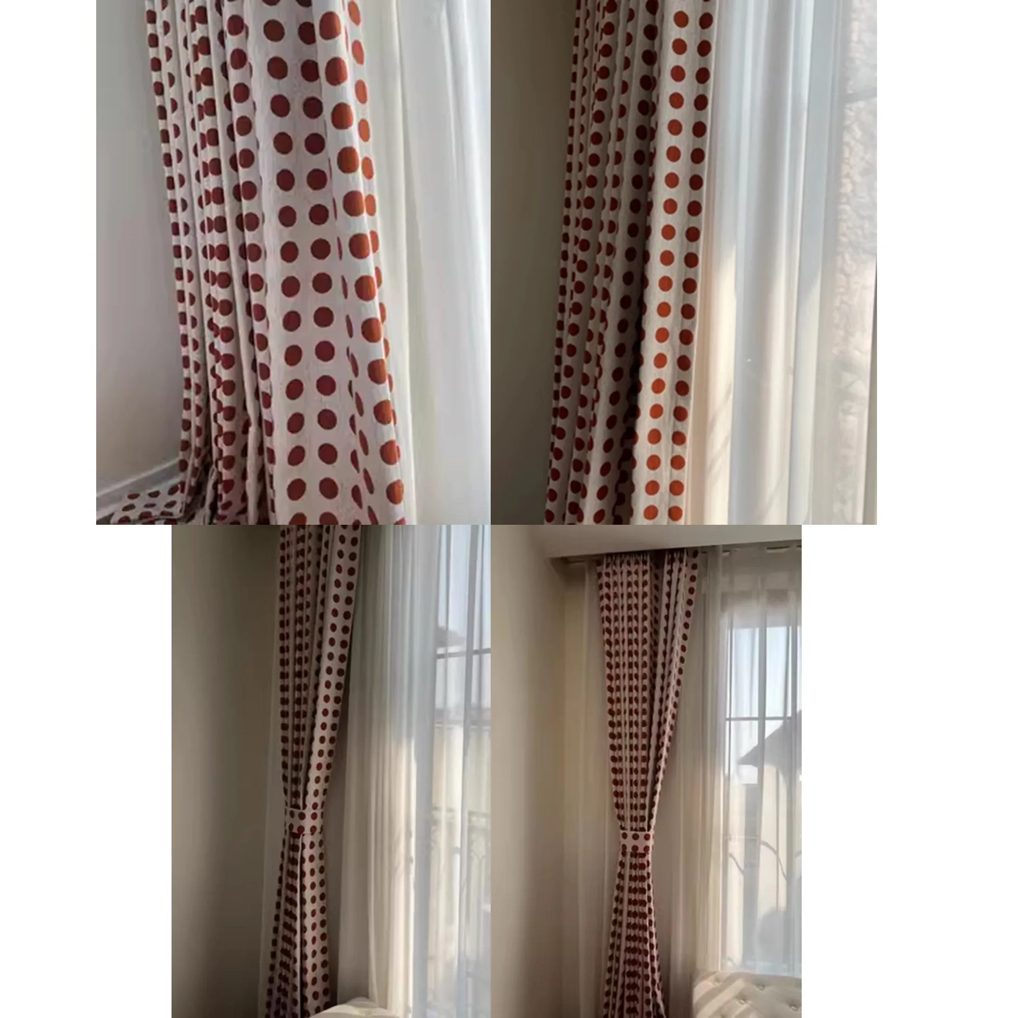 Terracotta Polka Dot Window Curtains Drapery