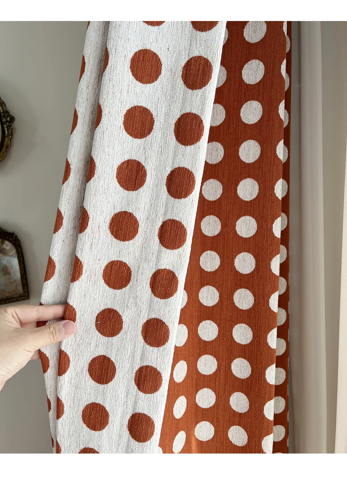 Terracotta Polka Dot Window Curtains Drapery