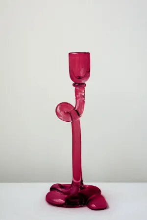 Thaw - Recycled Glass Candlestick in Magenta