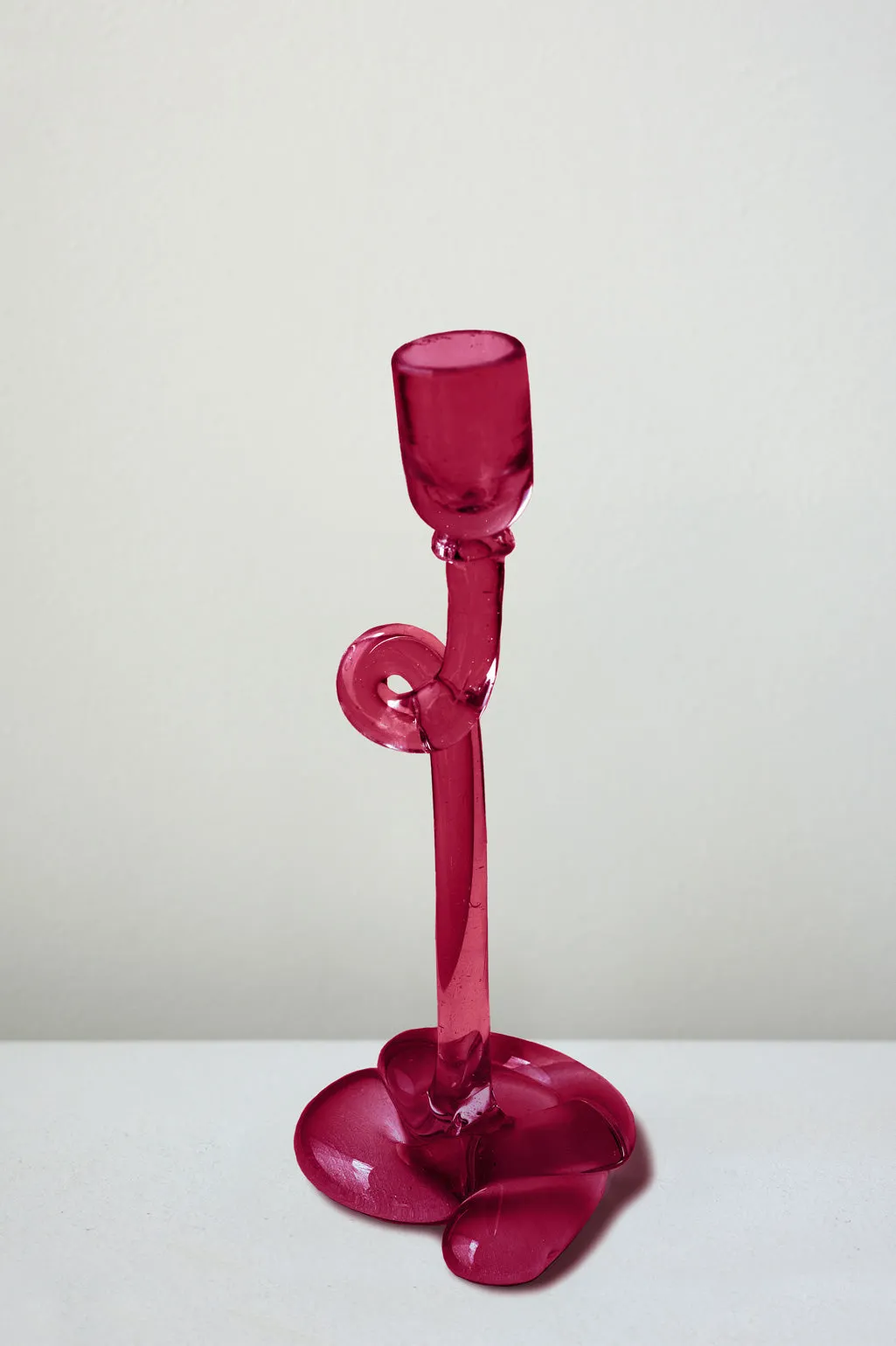 Thaw - Recycled Glass Candlestick in Magenta