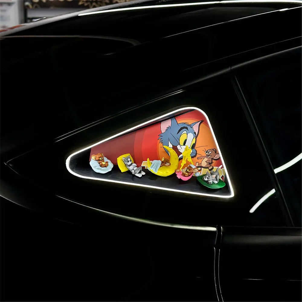 Triangle Window Ambient Light For Tesla Model 3/Y【Tom and Jerry】