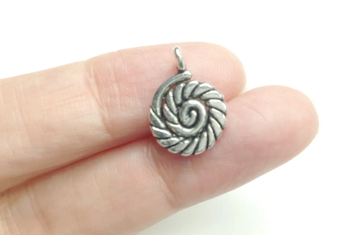 Twisted Rope Charms, Boat Line Pendants, Antique Silver, Double Sided, 12x16mm,  Lot Size 30, #1012