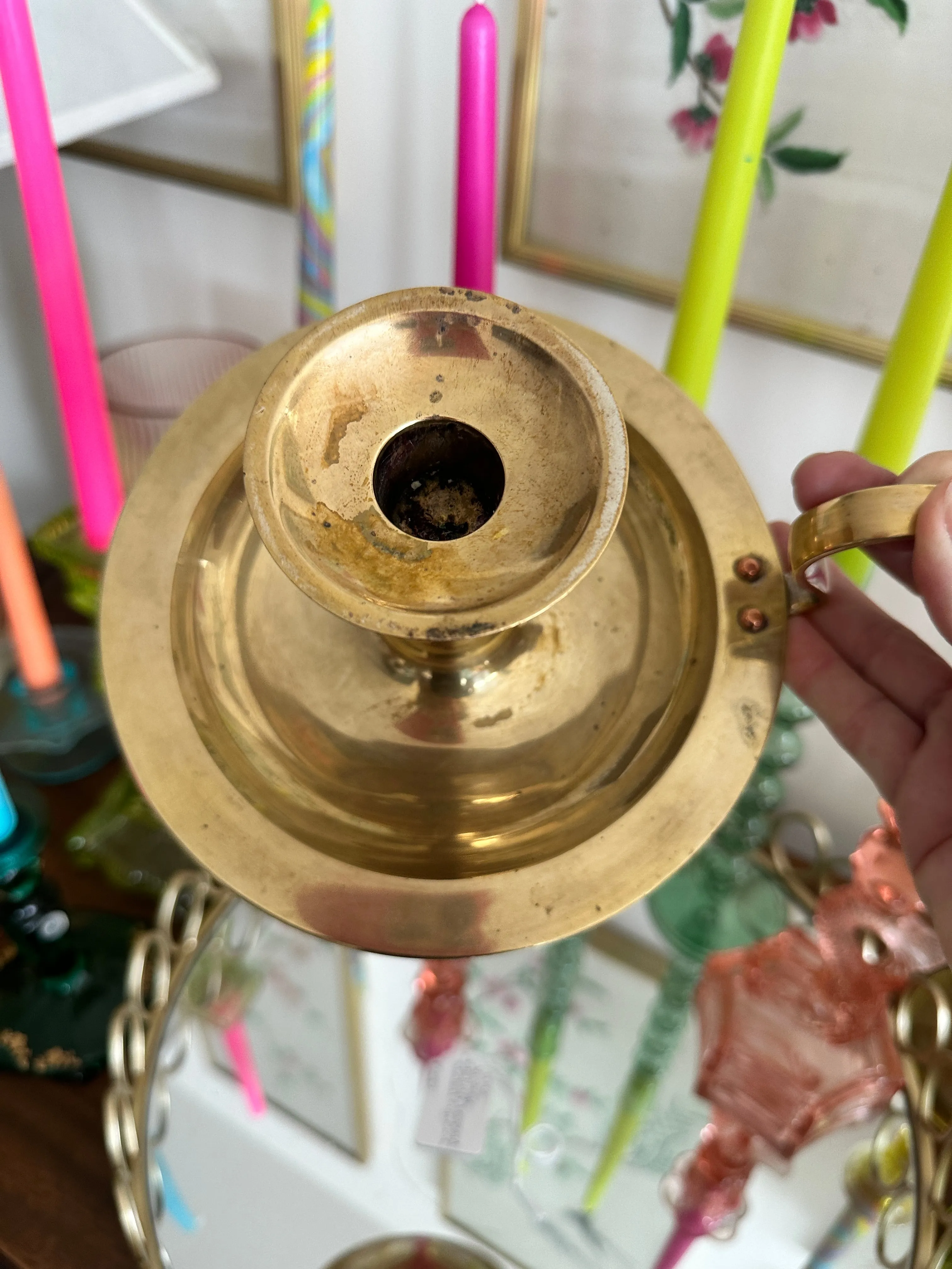 Vintage Brass Chamberstick, Candle Holder