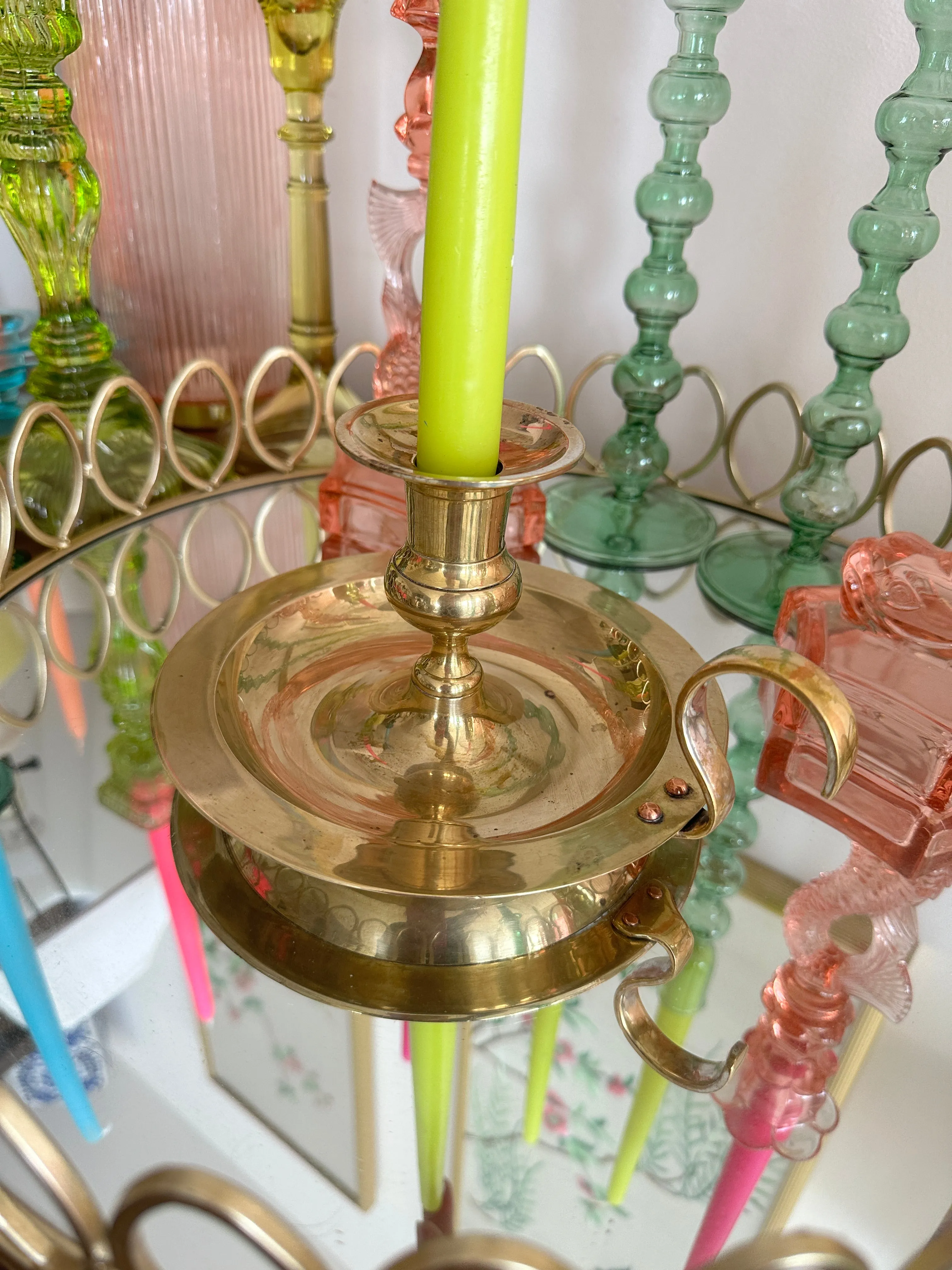 Vintage Brass Chamberstick, Candle Holder