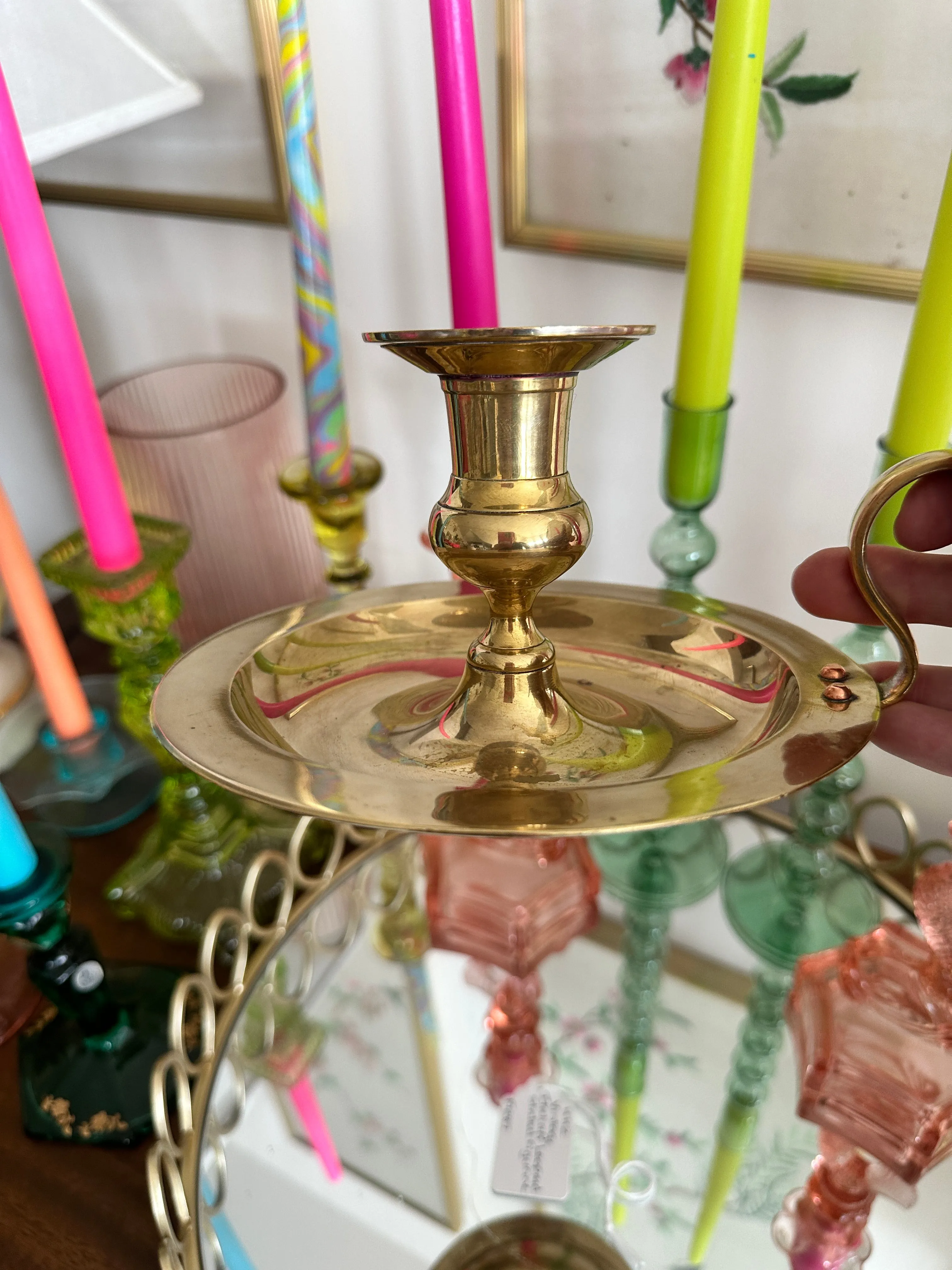 Vintage Brass Chamberstick, Candle Holder