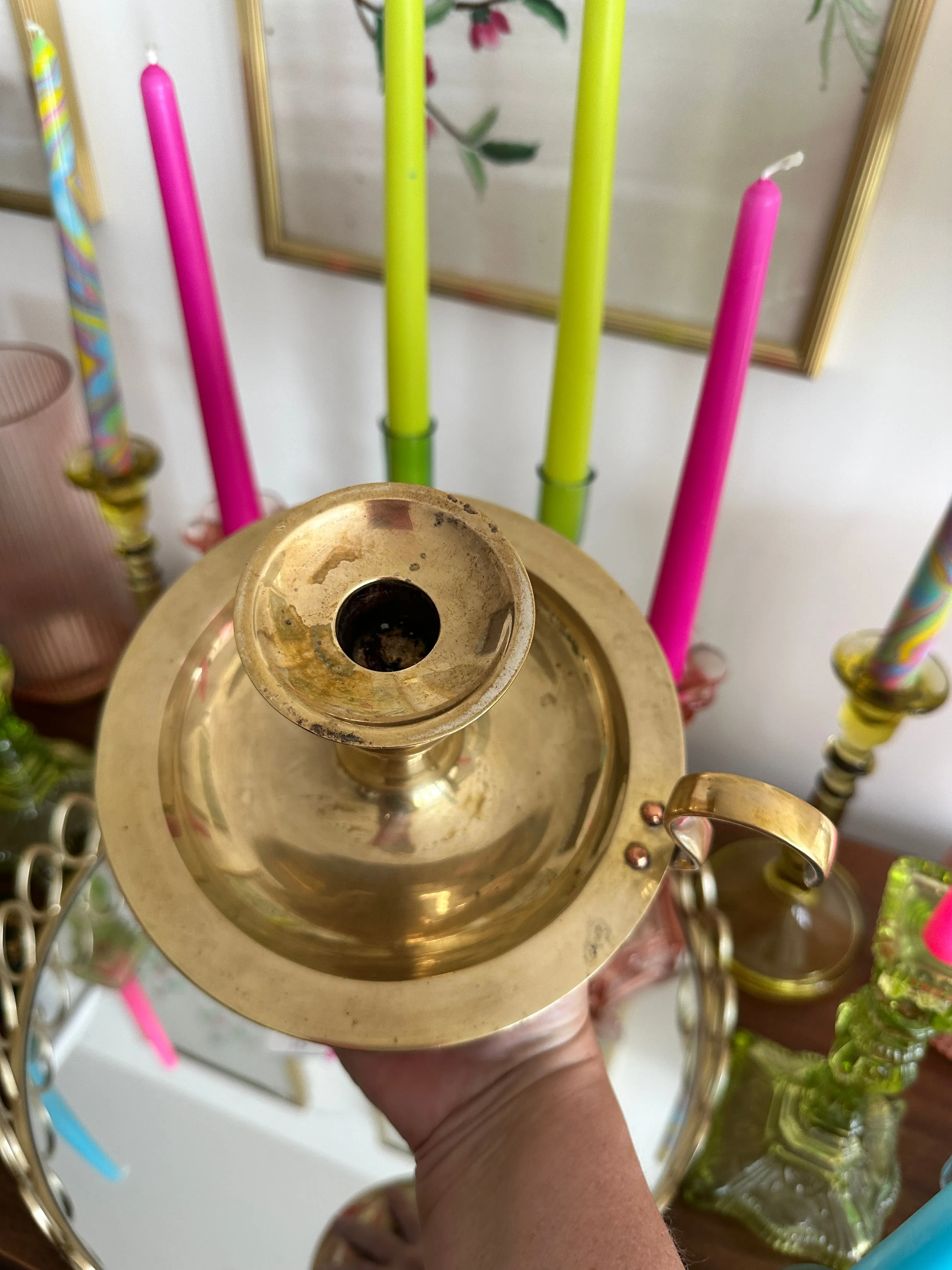 Vintage Brass Chamberstick, Candle Holder