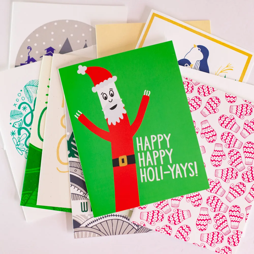 wacky waving inflatable tube man Christmas card, wacky wavers Santa card, inflatable tube Santa Christmas card