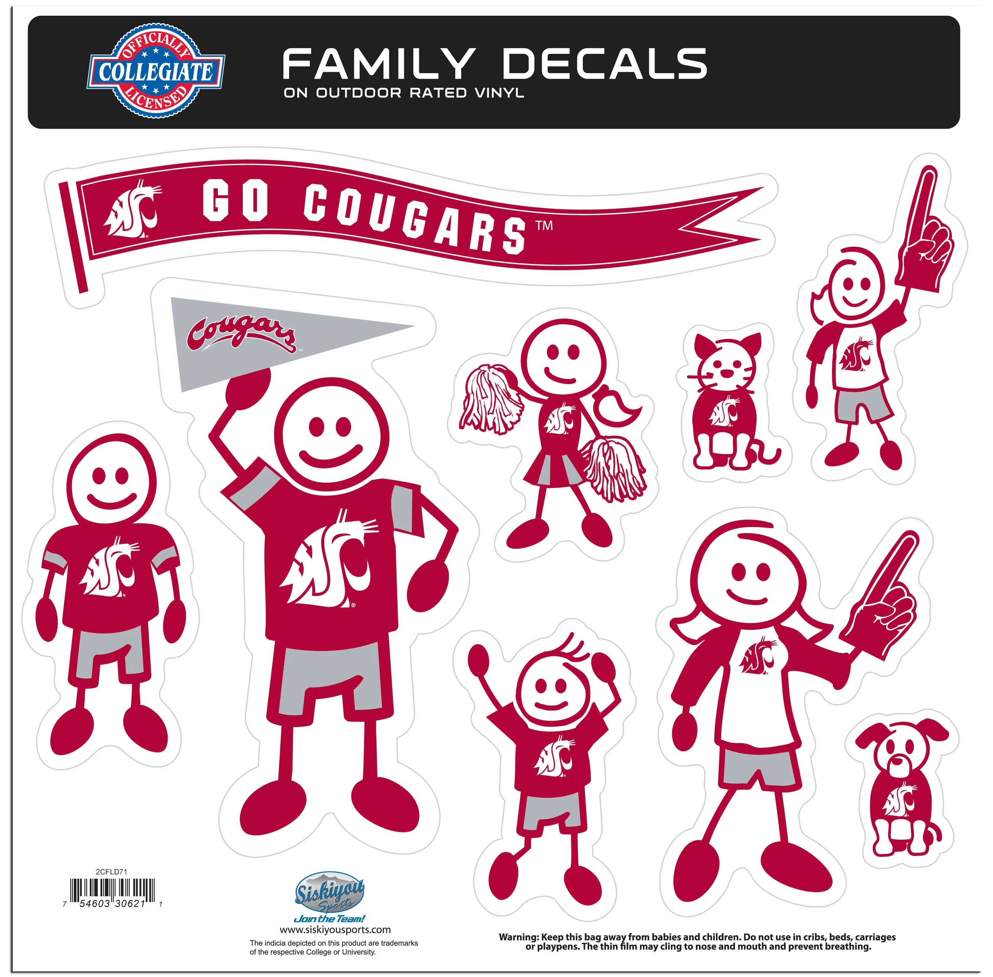 Washington St. Cougars Family Decal Set