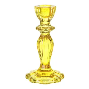 Yellow Glass Candlestick Holder