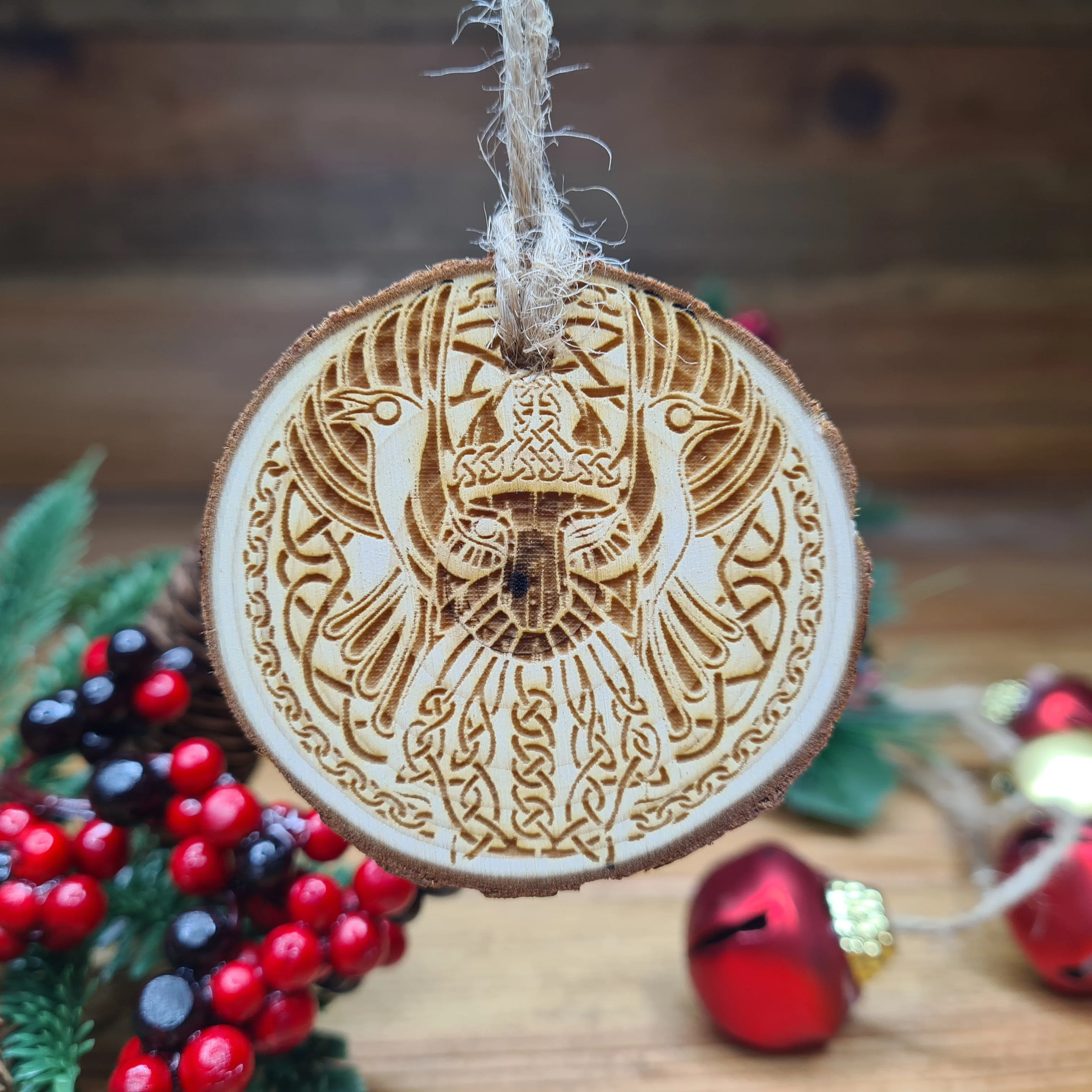 Yule Tree Log Slice Decoration (Set of 3)