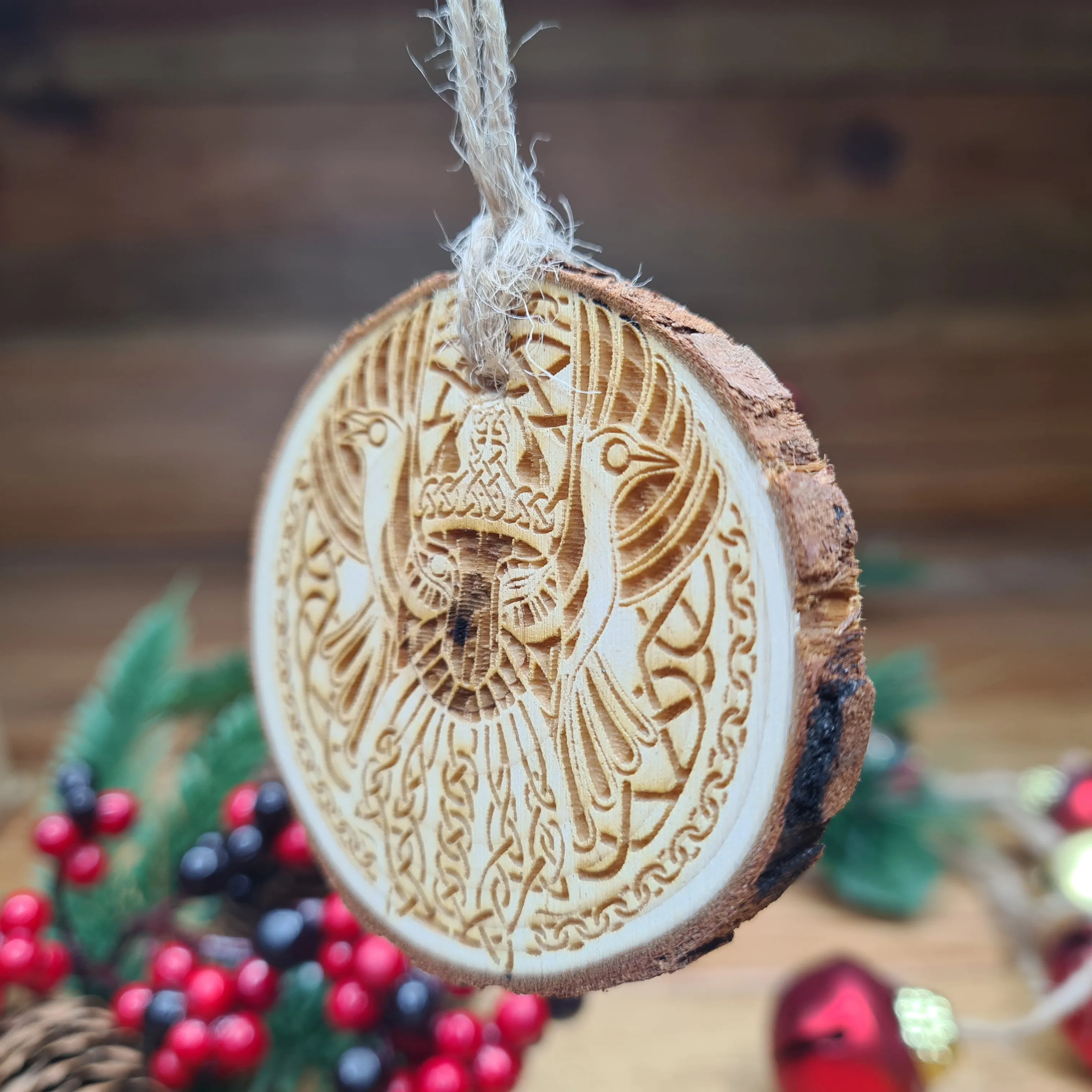 Yule Tree Log Slice Decoration (Set of 3)