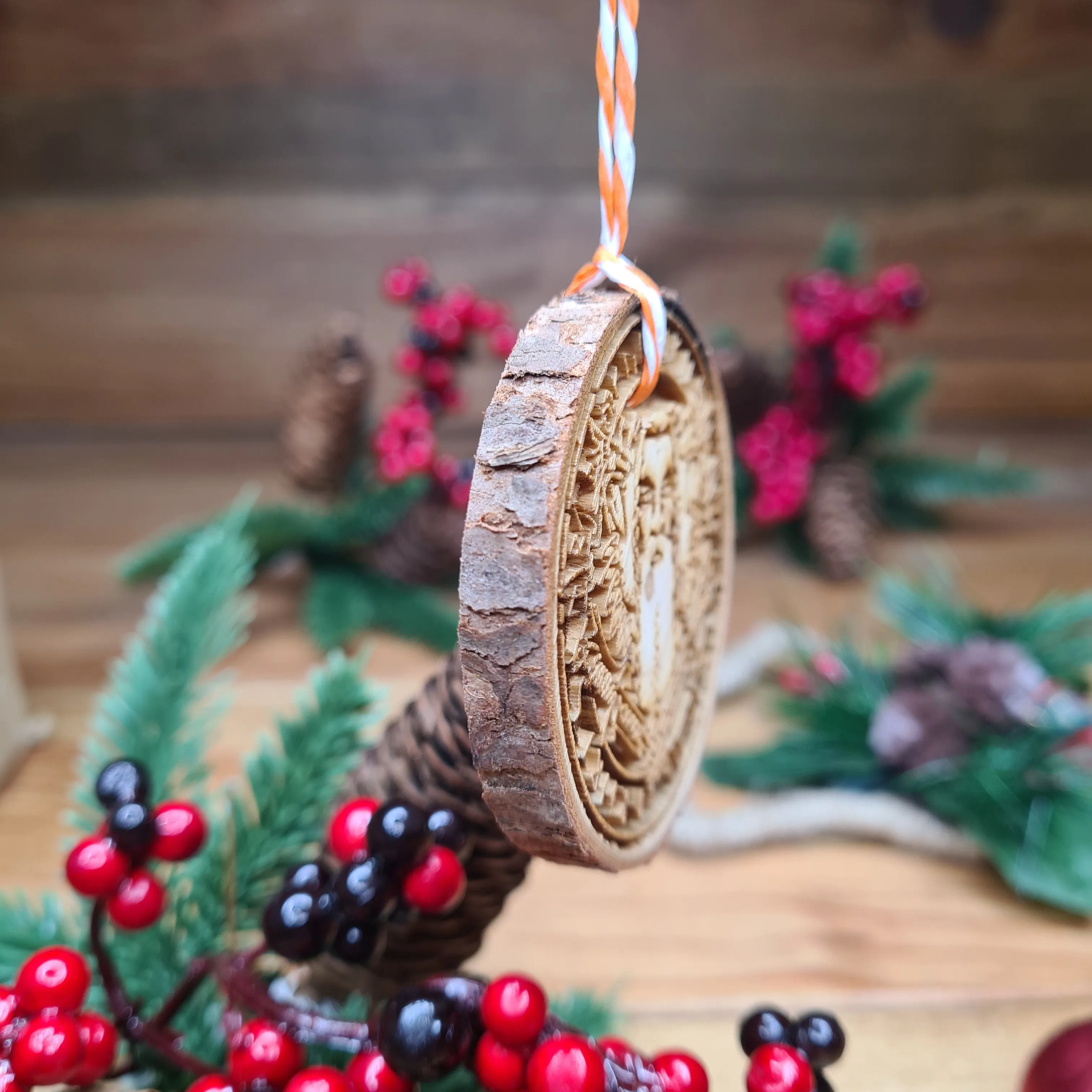 Yule Tree Log Slice Decoration (Set of 5)