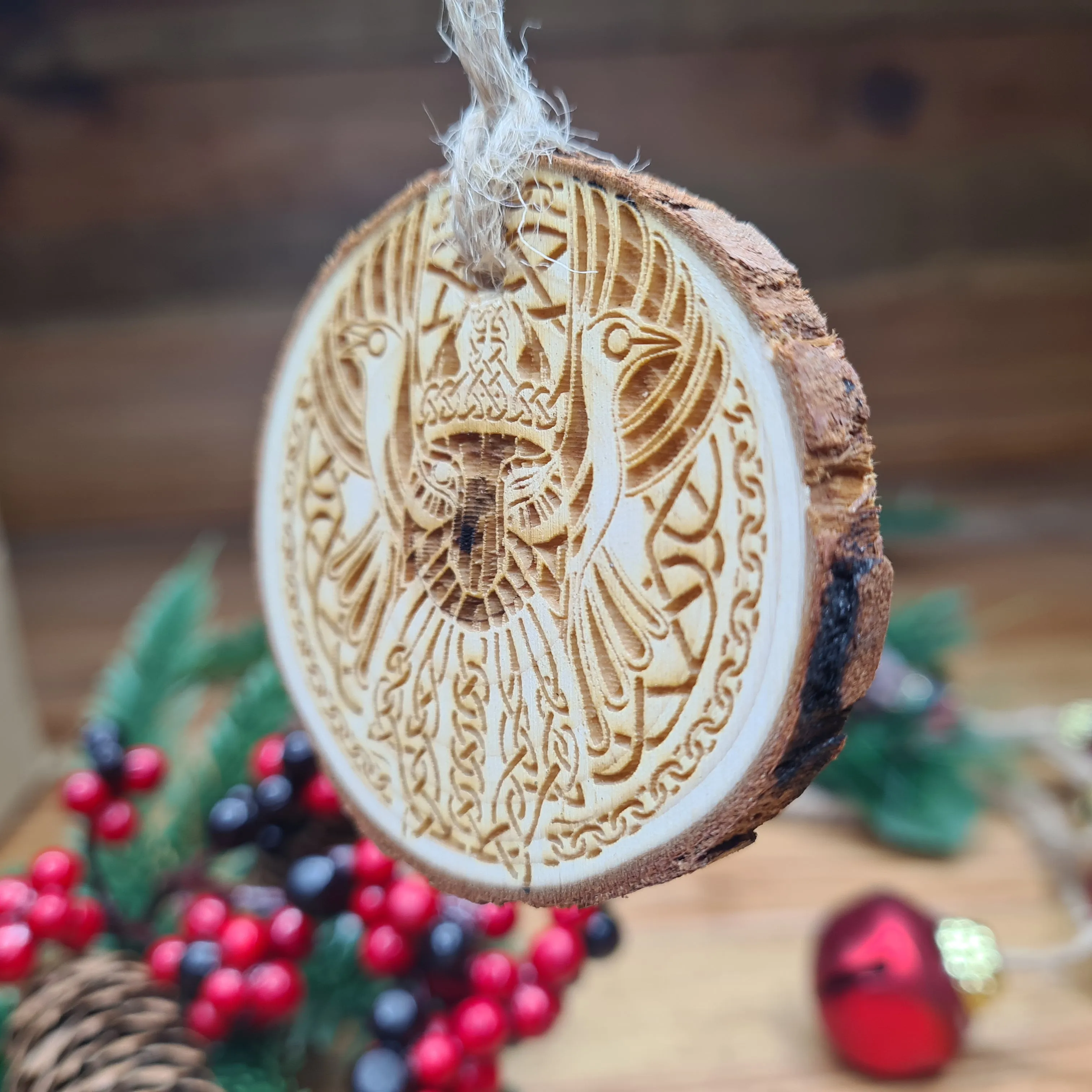 Yule Tree Log Slice Decoration (Set of 5)