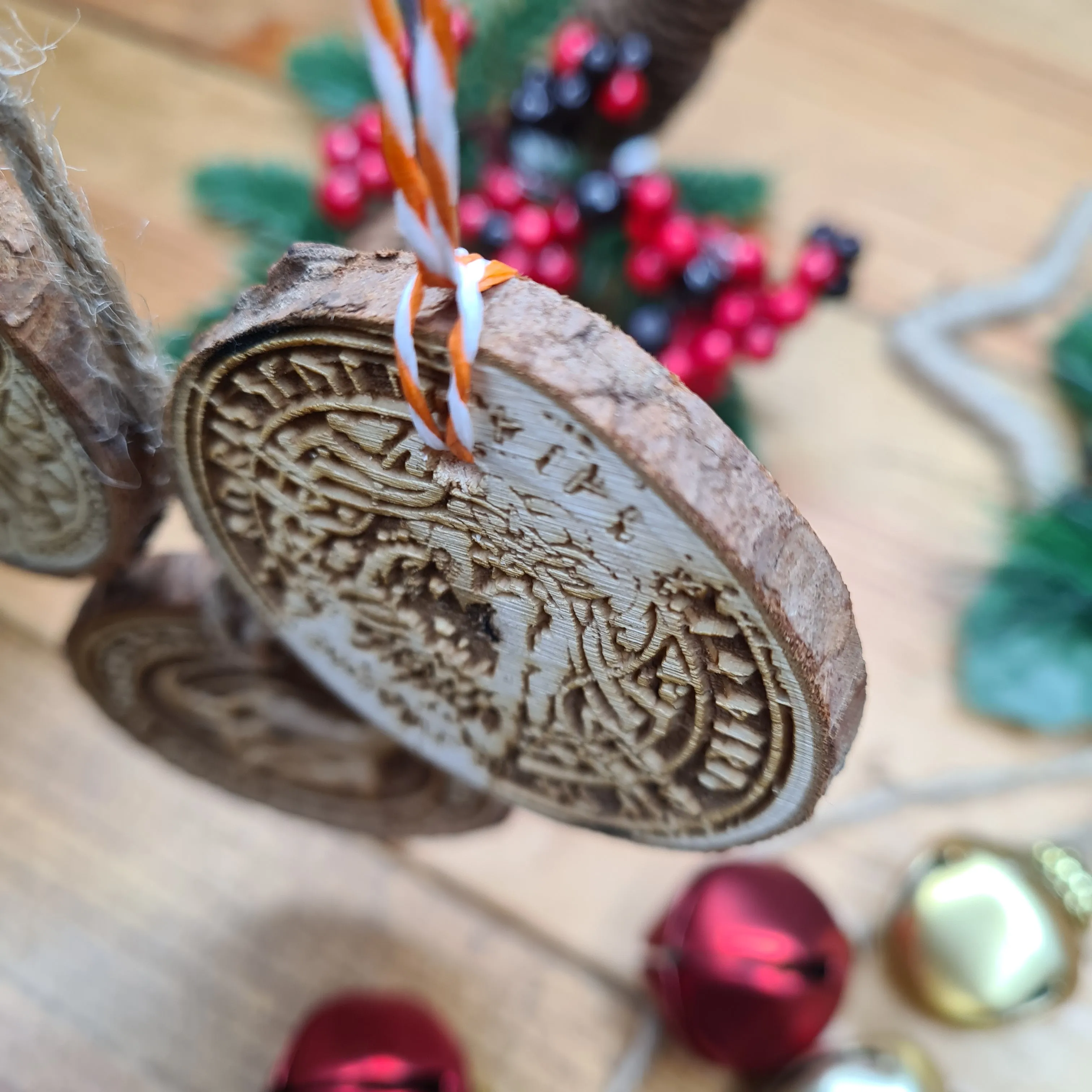 Yule Tree Log Slice Decoration